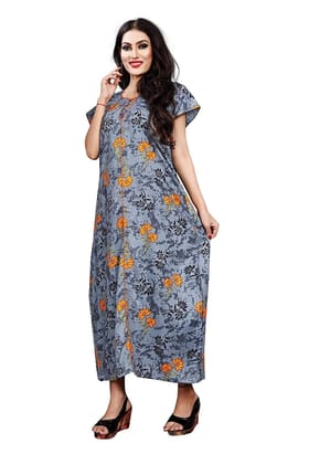 YUAKTA Rayon (D NO 109) Printed Full Length Nightgown Nighty (X-Large) Item Name (aka Title) Black