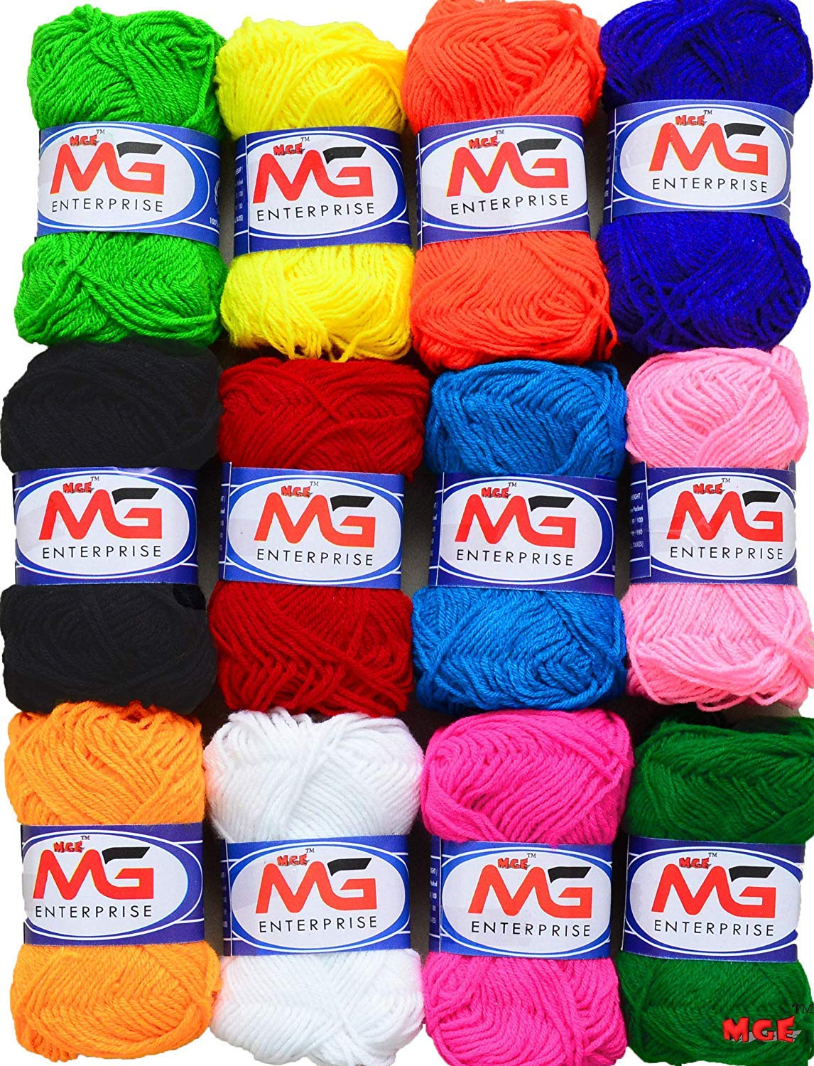 M.G Enterprises 12 pc Combo Mix Colours Wool Ball. Hand Knitting Art Craft Soft Fingering Crochet Hook Yarn, Needle Knitting Thread Dyed.
