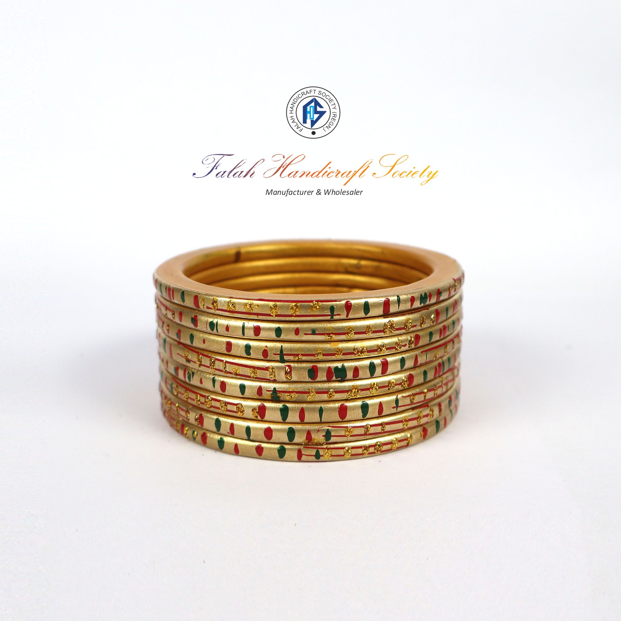 FHS Fashion Women's Beautiful Traditional Rajasthani  Lac Bangles - Golden