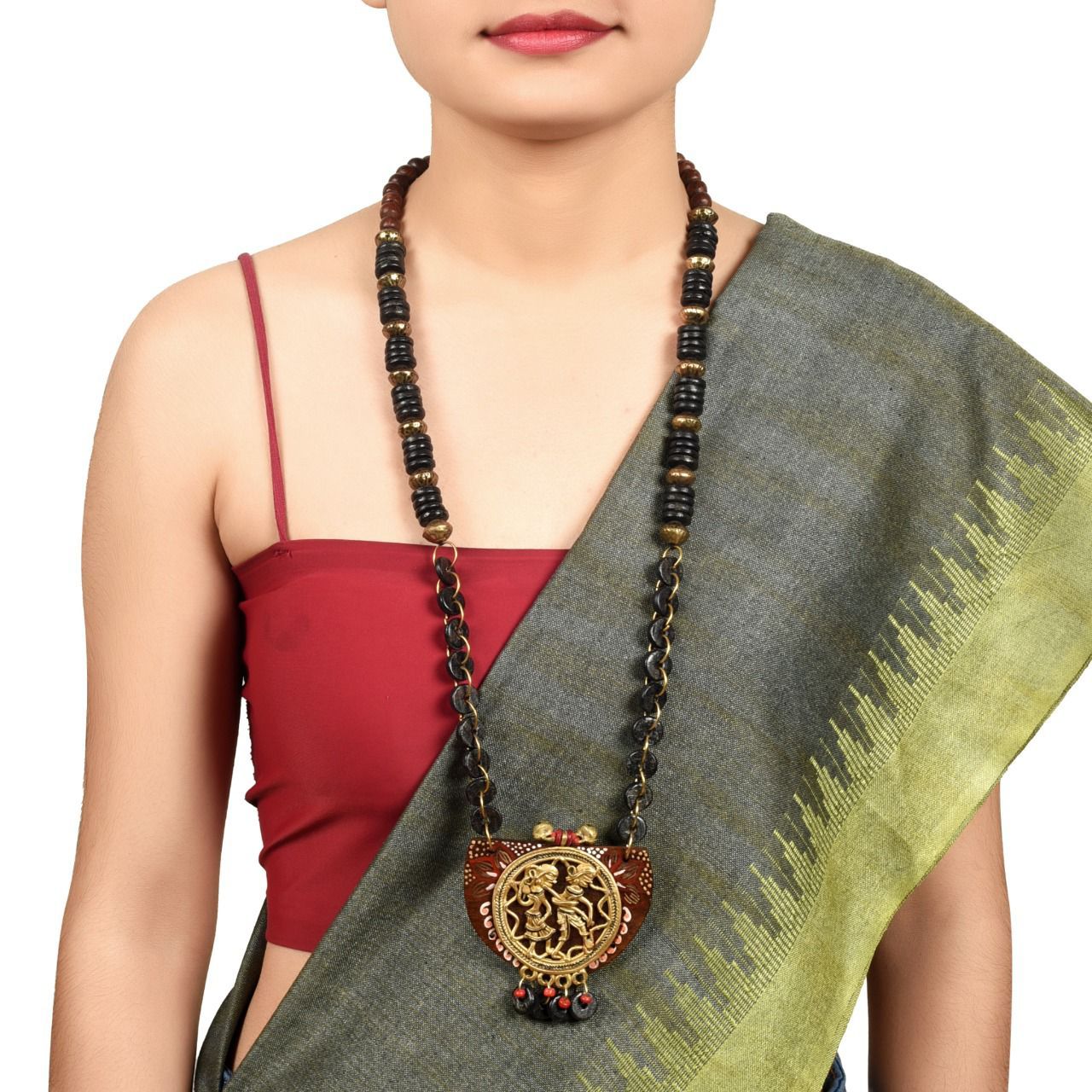 Dhokra Moon  Handcrafted Necklace (1TMTNCKCG04473)