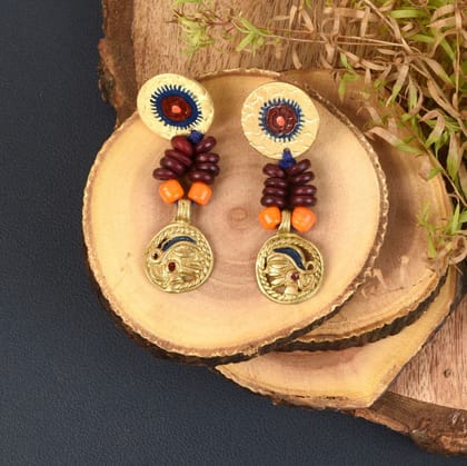 Empress Handcrafted Tribal Dhokra Earrings (Multicolour) (1TMTEARCG01192) Empress Handcrafted Tribal Dhokra Earrings (Multicolour) (1TMTEARCG01192)