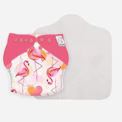 Snugkins -New Age Reusable, Waterproof & Washable Cloth Diapers for Babies (0-2 years).Contains 1 Diaper, 1 Wet-Free Organic Cotton Pad. Fits 5kg - 14kg babies - FLAMINGO Snugkins -New Age Reusable, Waterproof & Washable Cloth Diapers for Babies (0-2 years).Contains 1 Diaper, 1 Wet-Free Organic Cotton Pad. Fits 5kg - 14kg babies - FLAMINGO