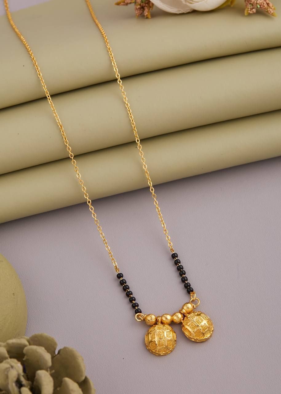 Siraaz Minimal Vati Maharastra Mangalsutra Gold Plated Studded with American Diamond For Women