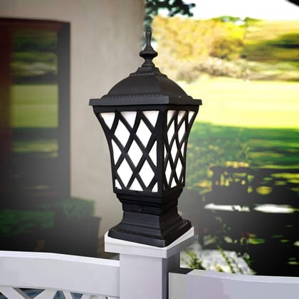 ANTIKLYTS Cast Aluminium Designer Unbreakable Acrylic Sheet Exterior Waterproof Outdoor Gate Light (Black)