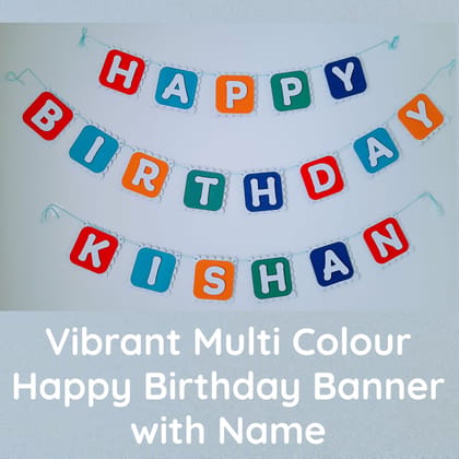 Partybus -  Vibrant Multi Colours Happy Birthday Banner | Colourful Happy Birthday Banner | Happy Birthday Name Banner | Custom Name Birthday Banner