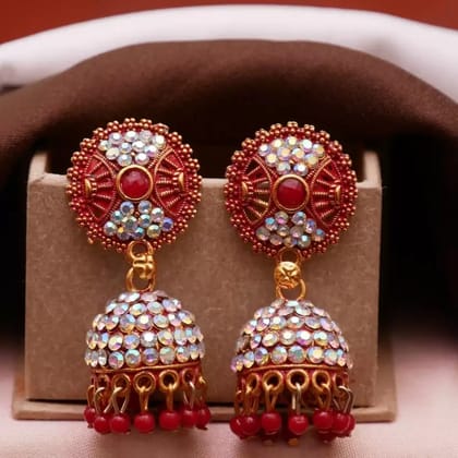 Royal bridal alloy earrings(Red)