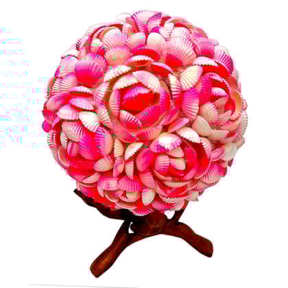 Hubshi Sea Shell Ark Red Rose Ball With 3 Legs Wooden Cobra Stand Handmade