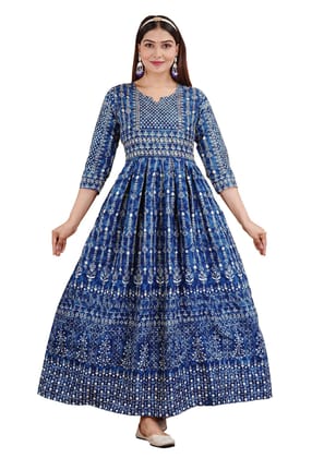 MANMAYEE  Women's Rayon Sitara Work Long Kurti Gown | A-Line Kurti