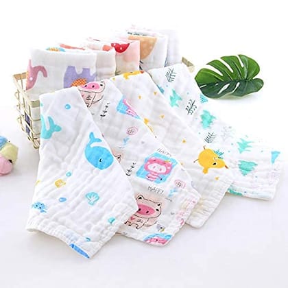 Littlenuts Baby Hand & Face Towel, Cotton body Towel/Washcloth for Newborn Baby Extra Soft Hankies Reusable, Washable, Absorbent Napkins for Babies Infants Toddlers Handkerchief (Multi-color Pck of 6)