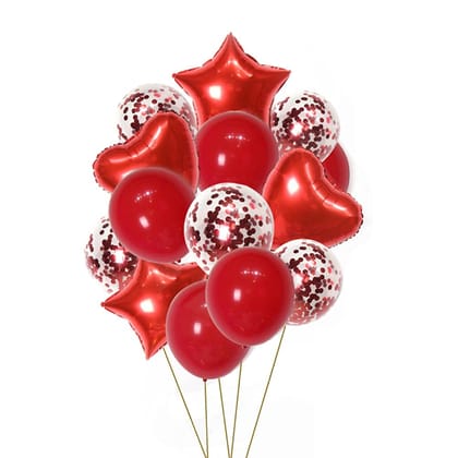 F C Fancy Creation Balloon Party Colorful 14pcs Blue Set Wedding Decoration Birthday Balloons Confetti Air Balls Birthday Party Decorations Kids Adults Balloons (Red)