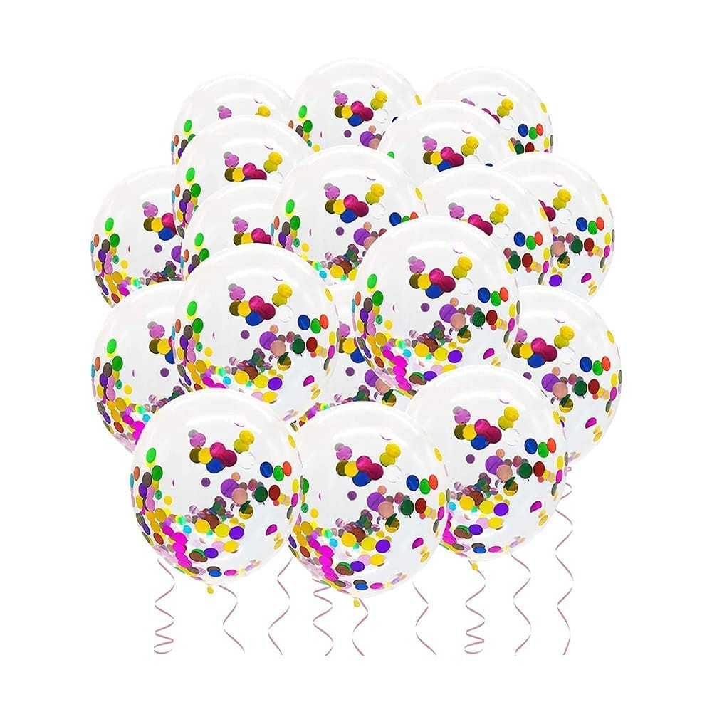 F C Fancy Creation Confetti Balloon for Birthday Theme Black Anniversary Celebration Wedding Party Decor Balloons (Multi)(Pack of 20)