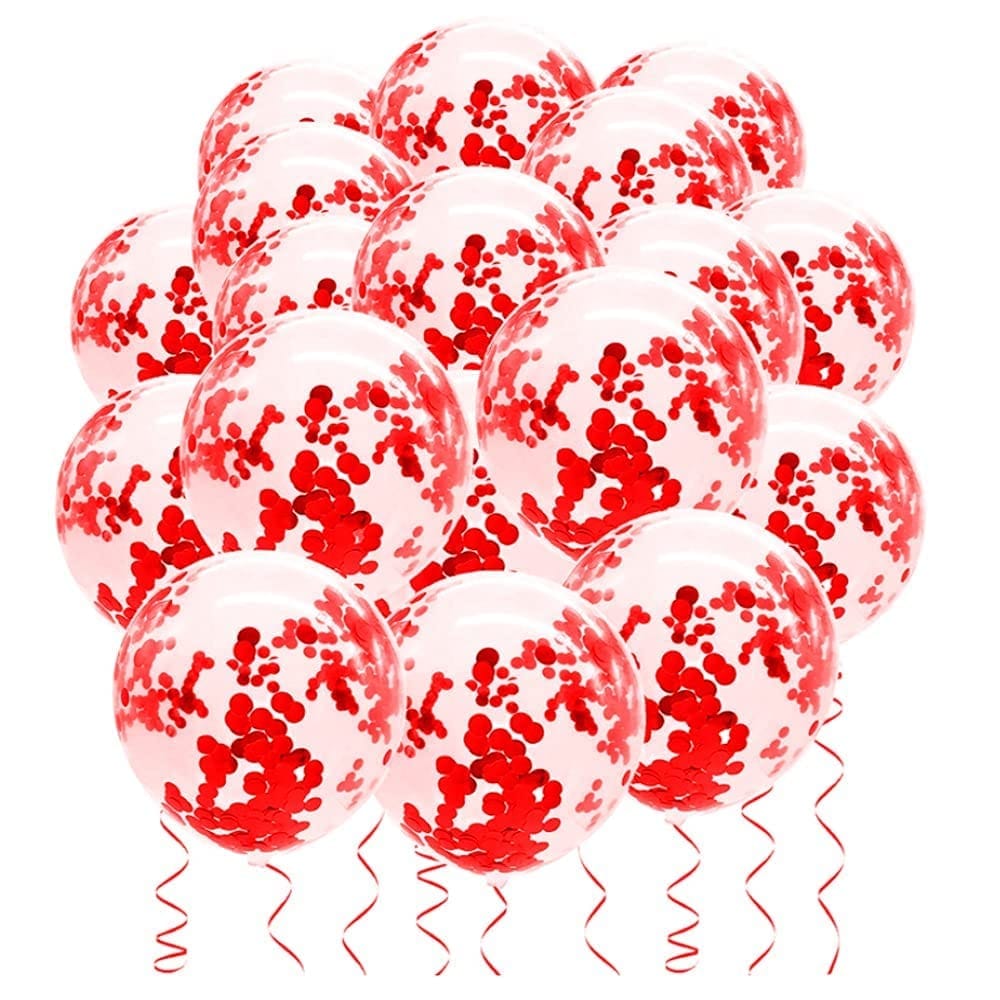 F C Fancy Creation Confetti Balloon for Birthday Theme Black Anniversary Celebration Wedding Party Decor Balloons (Red)(Pack of 10 )