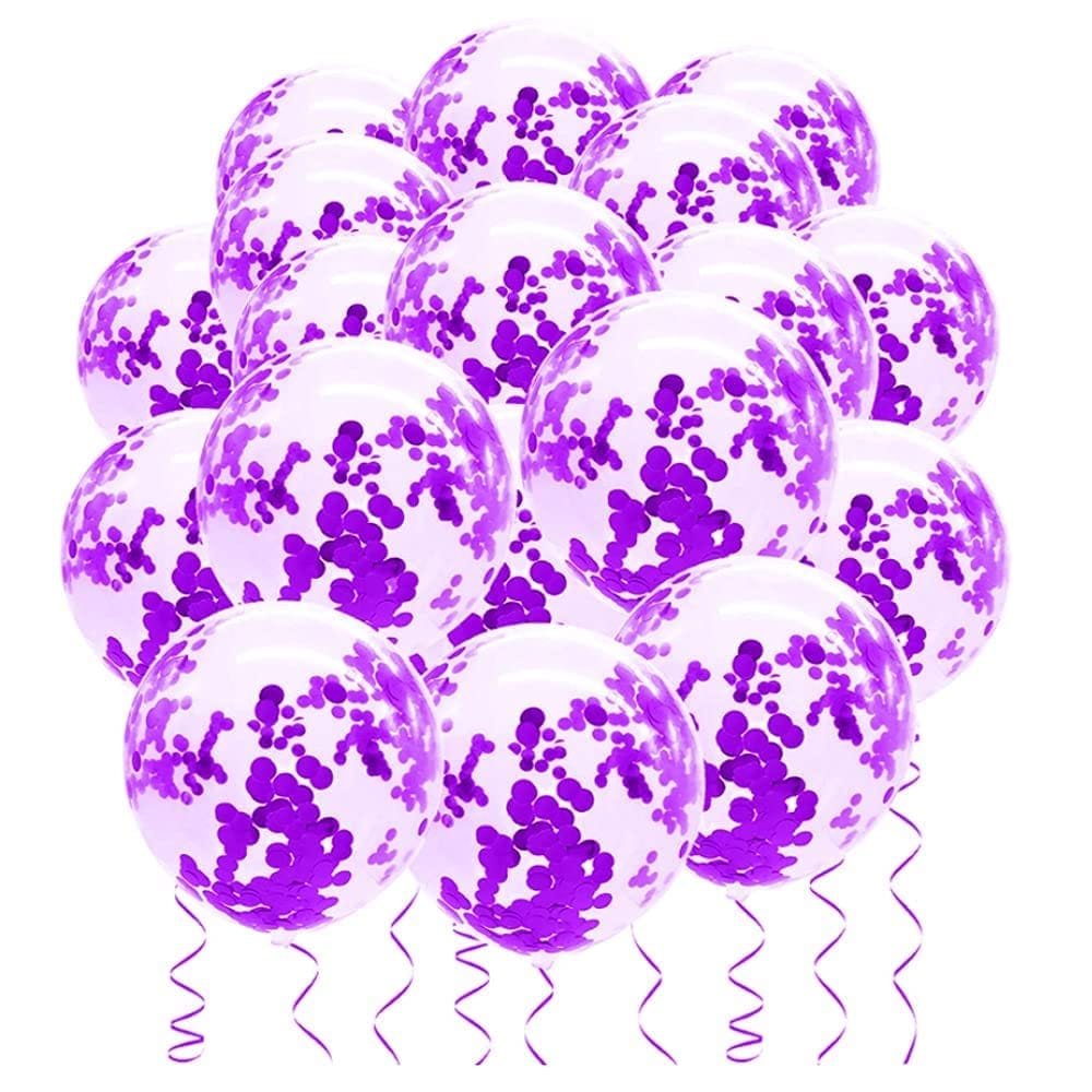 F C Fancy Creation Confetti Balloon for Birthday Theme Black Anniversary Celebration Wedding Party Decor Balloons (Purple)(Pack of 10 )