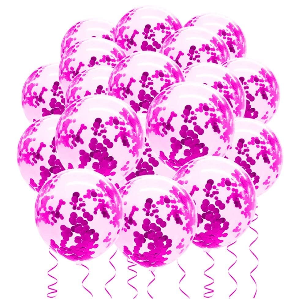 F C Fancy Creation Confetti Balloon for Birthday Theme Black Anniversary Celebration Wedding Party Decor Balloons (Pink)(Pack of 20)