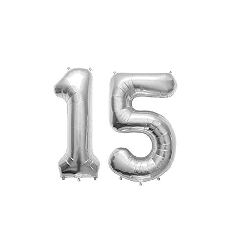 F C Fancy Creation Solid Numeric Digit Gold Foil Balloon 16" Inch Party Decoration Supplies (15 Number)