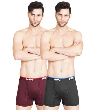 NRG Mens Cotton Assorted Colour Without Pocket Trunks ( Pack of 2 Maroon - Coffee Brown ) G11