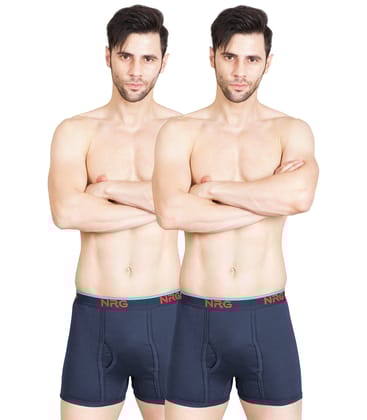 NRG Mens Cotton Assorted Colour Without Pocket Trunks ( Pack of 2 Navy Blue - Navy Blue ) G11