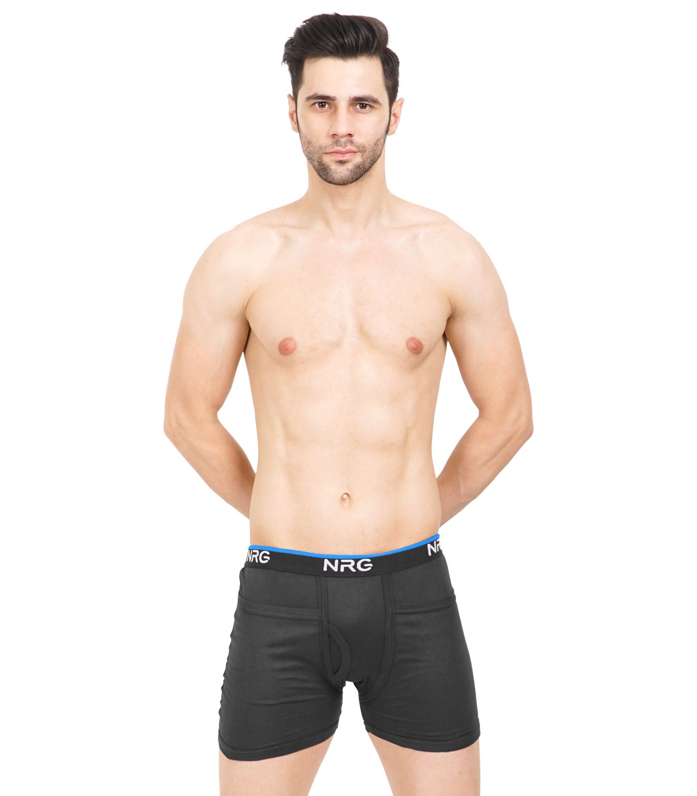 NRG Mens Cotton Assorted Colour Rib Pocket Trunks ( Pack of 1 Coffee Brown ) G14
