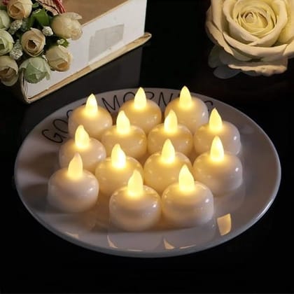 Ekdant Water Sensor Battery Operated Waterproof Led Floating Flameless & Smokelless Tealight Candles Diwali, Christmas (10Pcs, White)