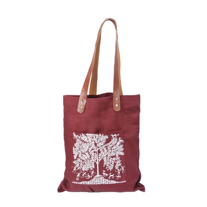 Tisser Warli Handpainted Cotton Tote Bag Tisser Warli Handpainted Cotton Tote Bag