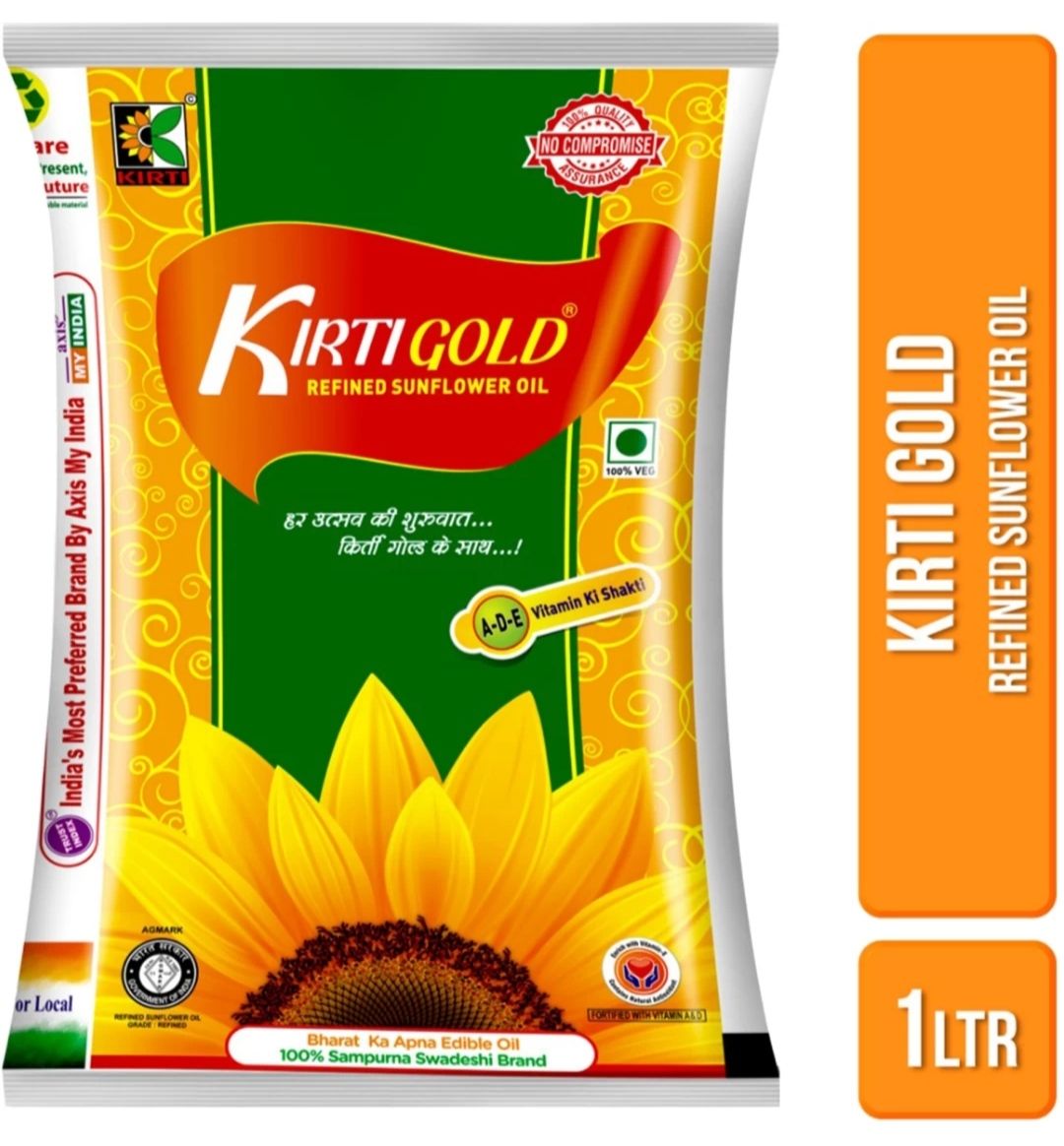 KIRTI GOLD SUNFLOWER OIL 1 LTR POUCH