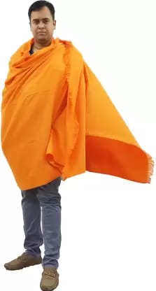 Vrinde Wool Solid Men Shawl (Orange)