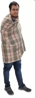 Vrinde Wool Checkered Men Shawl (Grey) Vrinde Wool Checkered Men Shawl (Grey)
