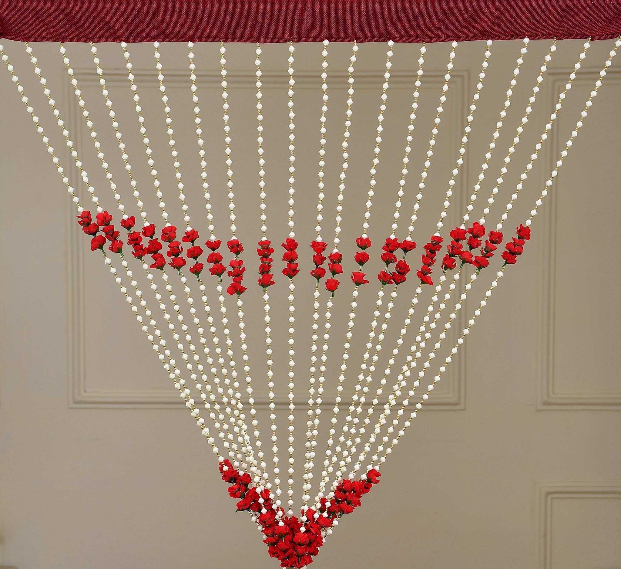 AFSN 214 cm (7 ft) PVC Semi Transparent Door Curtain Single Curtains (Striped, MAROON-RED ROSE CURTAIN)