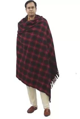 Vrinde Wool Checkered Men, Women Shawl (Black, Red) Vrinde Wool Checkered Men, Women Shawl (Black, Red)