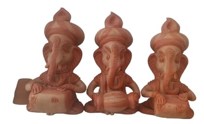 BAPCL 6 Inch Terracotta Lord Ganesh Musics Set (Set of 3) BAPCL 6 Inch Terracotta Lord Ganesh Musics Set (Set of 3)