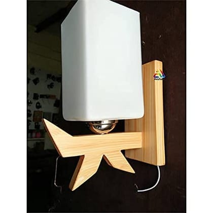 Axutum Fancy Design Glass & Wooden Wall Light Lamp for Bedroom/Living Room/Dining/Restaurants/Coffee Shop/Balcony/Home & Office Décor - Set of 1 Axutum Fancy Design Glass & Wooden Wall Light Lamp for Bedroom/Living Room/Dining/Restaurants/Coffee Shop/Balcony/Home & Office Décor - Set of 1