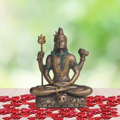 Aaradhak Divine Serenity Shiv Resin Statue - 3 Inches High, Multicolor and White - Exquisite Detailing for Spiritual Bliss (Multicolor)