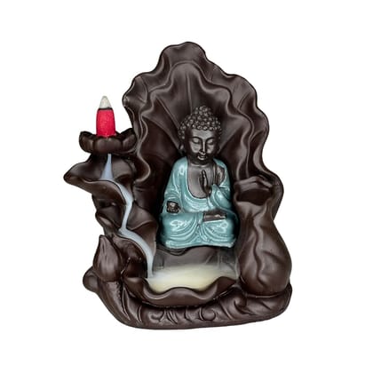 Aaradhak Polyresin Monk Child Smoke Buddha Backflow Smoke Fountain Backflow Incense Burner with 10 Smoke Backflow Scented Cone (Aqua) Aaradhak Polyresin Monk Child Smoke Buddha Backflow Smoke Fountain Backflow Incense Burner with 10 Smoke Backflow Scented Cone (Aqua)
