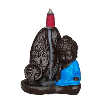 Aaradhak Polyresin Monk Child Smoke Buddha Backflow Smoke Fountain Backflow Incense Burner with 10 Smoke Backflow Scented Cone (Navi Blue) Aaradhak Polyresin Monk Child Smoke Buddha Backflow Smoke Fountain Backflow Incense Burner with 10 Smoke Backflow Scented Cone (Navi Blue)