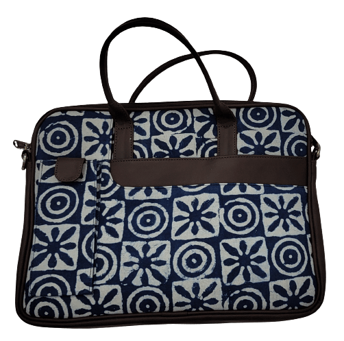 Nirjhari Crafts Leather and Fabric Laptop Bag