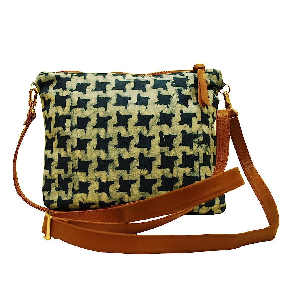 Clean Planet Women's Sling Bag (Blue) Indigo Block Printed