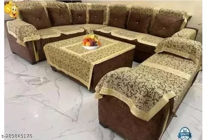 BALLEY L SHAPE SOFA COVER 16pcs WITH TABLE COVER 7+7+2 pc with table cover 40x60 inches