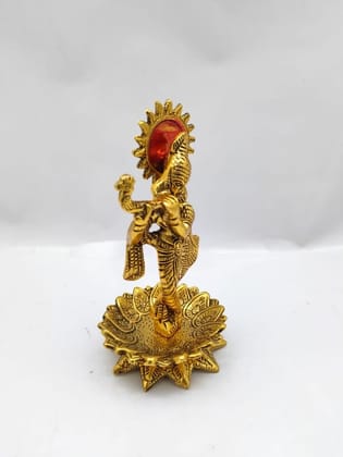 Gifton Click Krishna Standing Under Tree Playing Flute Decorative Showpiece Figurine - Home Decor, Temple Decor, Gifting Purpose in Gloden Color