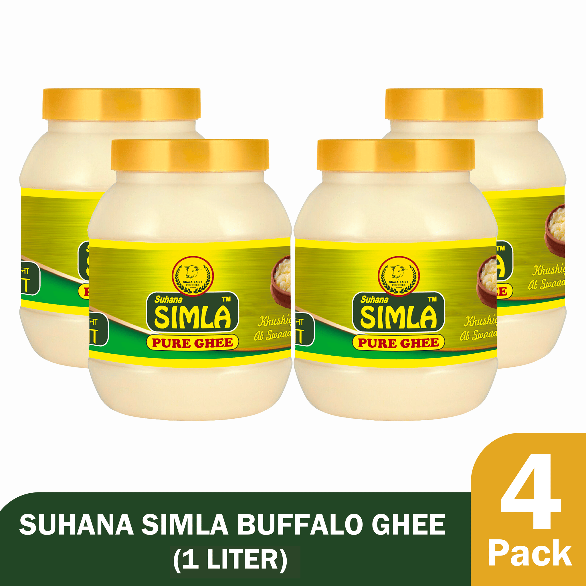 Suhana Simla Pure Buffalo Ghee 1L Jar (Pack of 4)
