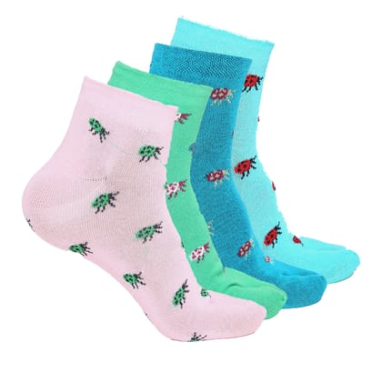 Kolor Fusion Women Ankle Length Self Design Cotton Thumb Socks (Pack of 4)