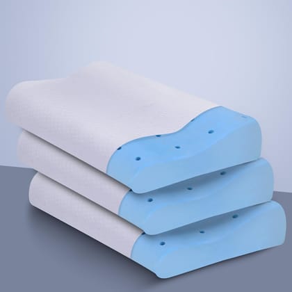 Sleepsia Cool Gel Ventilated Memory Foam Pillow – Neck & Shoulder Pain Relief Pillow Offers Comfortable Sleep, Support Pillow,Orthopedic Contour Neck Pain, Washable Cover 23"LX13.5"WX4.5"H (Pack of 3