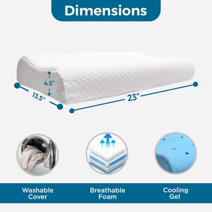 Sleepsia Cool Gel Ventilated Memory Foam Pillow – Neck & Shoulder Pain Relief Pillow Offers Comfortable Sleep, Support Pillow,Orthopedic Contour Neck Pain, Washable Cover 23"LX13.5"WX4.5"H (Pack of 4)