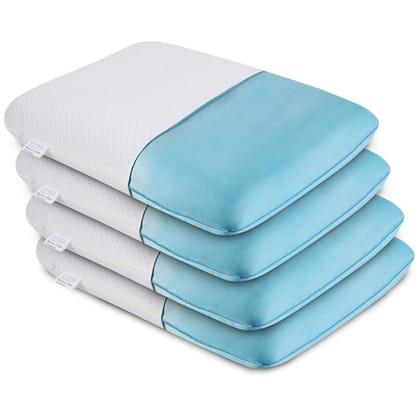 Sleepsia Cooling Gel Cervical Memory Foam Standard Pillow – Neck & Shoulder Pain Relief Pillow Offers Comfortable Sleep, Support Pillow, Orthopedic Neck Pain, Washable Cover (Pack of 4) Standard (23"X14.5"X4")