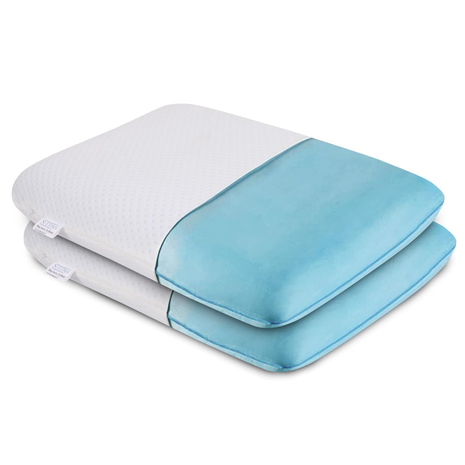 Sleepsia Cooling Gel Cervical Memory Foam Standard Pillow – Neck & Shoulder Pain Relief Pillow Offers Comfortable Sleep, Support Pillow, Orthopedic Neck Pain, Washable Cover (Pack of 2) Standard (23"X14.5"X4")