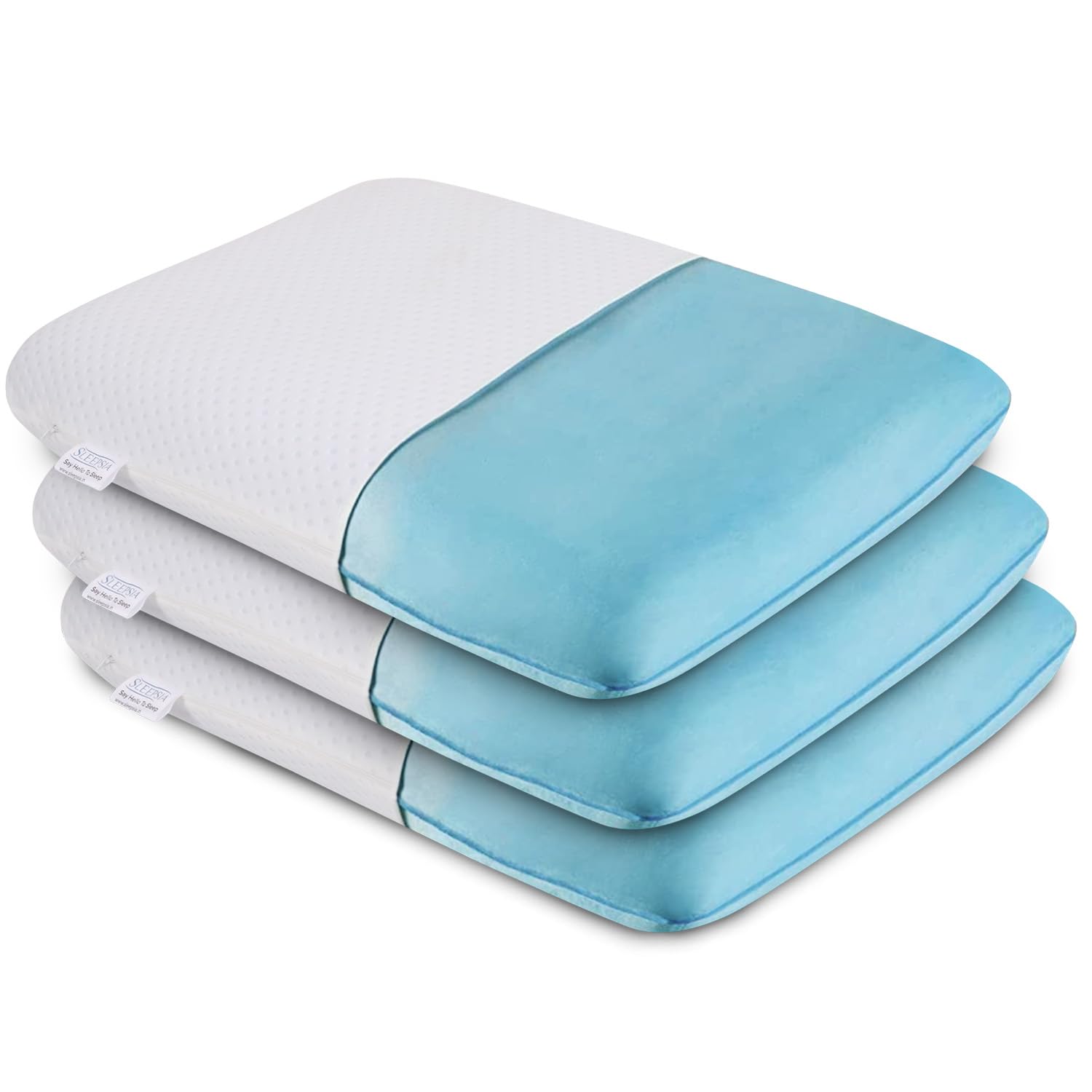Sleepsia Cooling Gel Cervical Memory Foam Standard Pillow – Neck & Shoulder Pain Relief Pillow Offers Comfortable Sleep, Support Pillow, Orthopedic Neck Pain, Washable Cover (Pack of 3) Standard(23"X14.5"X4")