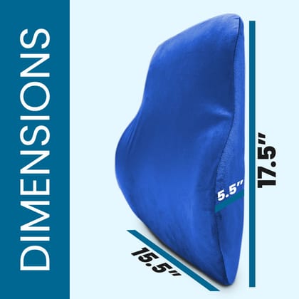 Sleepsia Newly Launched - Gel Infused Ventilated Memory Foam Lumbar Support, Velvet Lumbar Support, Back Support Cushion, Car, Chair, Office Chair Cushion with Removable Cover (Pack of 1) Blue