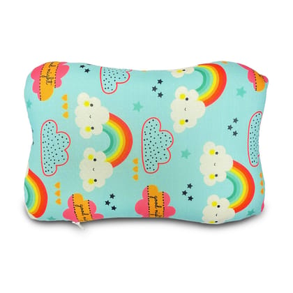 Sleepsia Memory Foam Head Shaping Pillow, Butterfly Shape Pillow, Toddler Pillow for Girls & Boys with Rainbow Print, Breathable Memory Foam Pillows for Kids Blue, (Pack of 1)