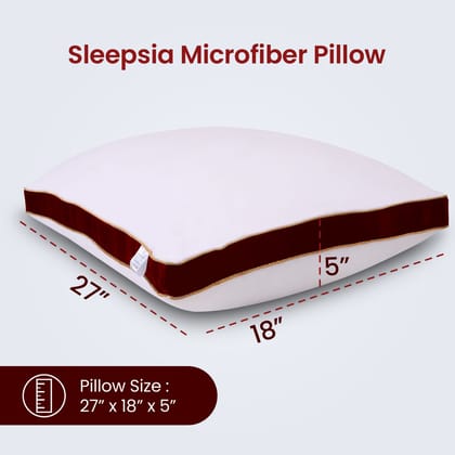 Sleepsia Microfiber Bed Pillow for Sleeping - Down Alternative Ultrasoft Cotton Washable Pillow with Satin Gusset- Queen (Red, Pack of 4)