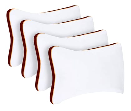 Sleepsia Microfiber Bed Pillow for Sleeping - Down Alternative Ultrasoft Cotton Washable Pillow with Satin Gusset- Queen (Red, Pack of 4)