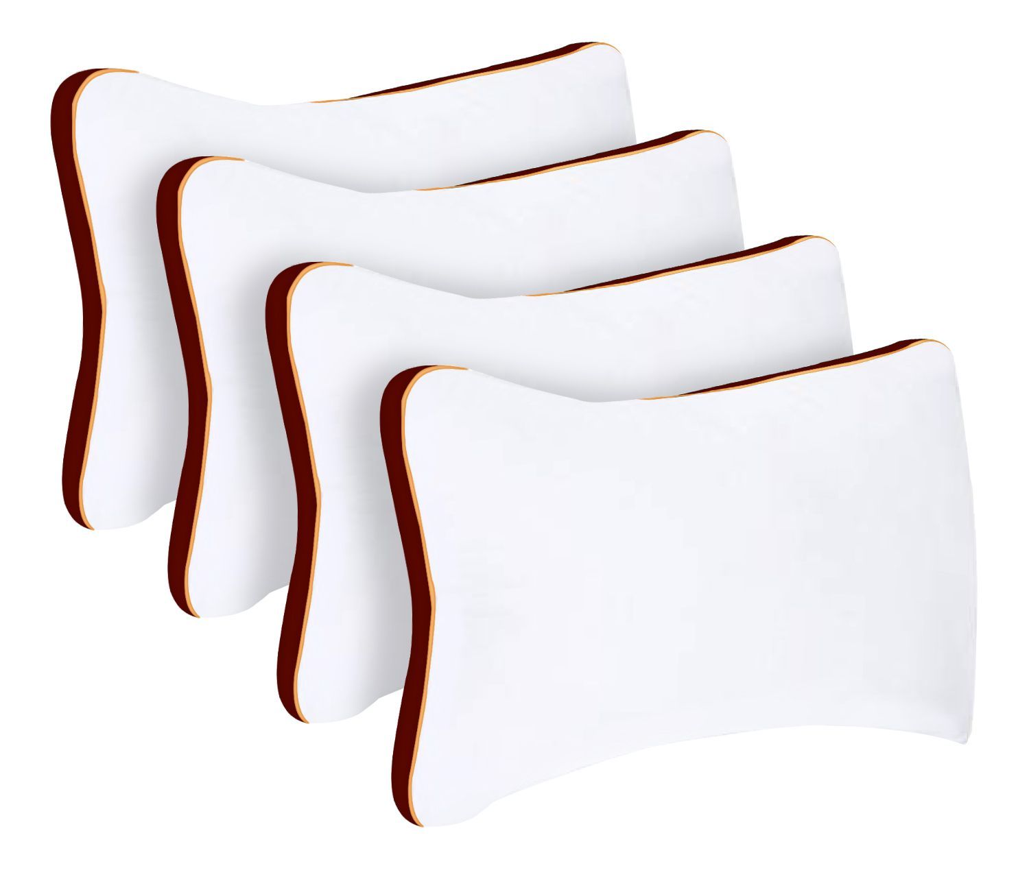 Sleepsia Microfiber Bed Pillow for Sleeping - Down Alternative Ultrasoft Cotton Washable Pillow with Satin Gusset- Queen (Red, Pack of 4)